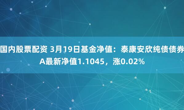 国内股票配资 3月19日基金净值：泰康安欣纯债债券A最新净值1.1045，涨0.02%