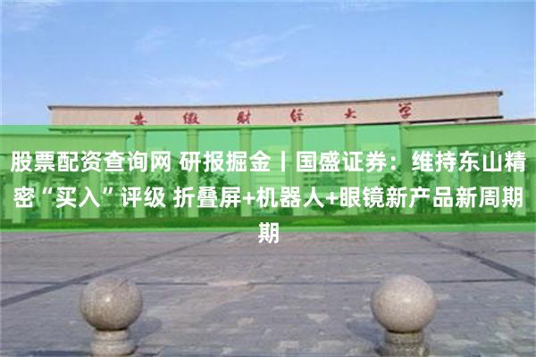 股票配资查询网 研报掘金丨国盛证券：维持东山精密“买入”评级 折叠屏+机器人+眼镜新产品新周期