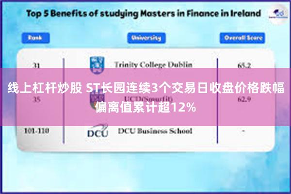 线上杠杆炒股 ST长园连续3个交易日收盘价格跌幅偏离值累计超12%