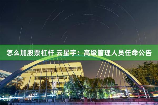 怎么加股票杠杆 云星宇：高级管理人员任命公告