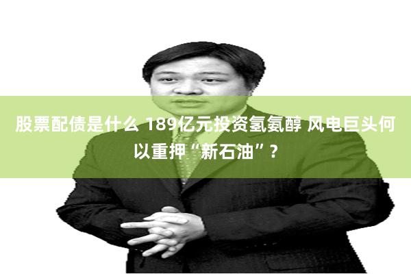 股票配债是什么 189亿元投资氢氨醇 风电巨头何以重押“新石油”？